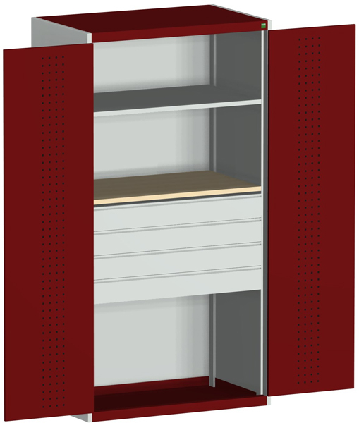 bott Armoire système cubio avec portes en panneaux perforés, 4 tiroir(s)  ZOOM