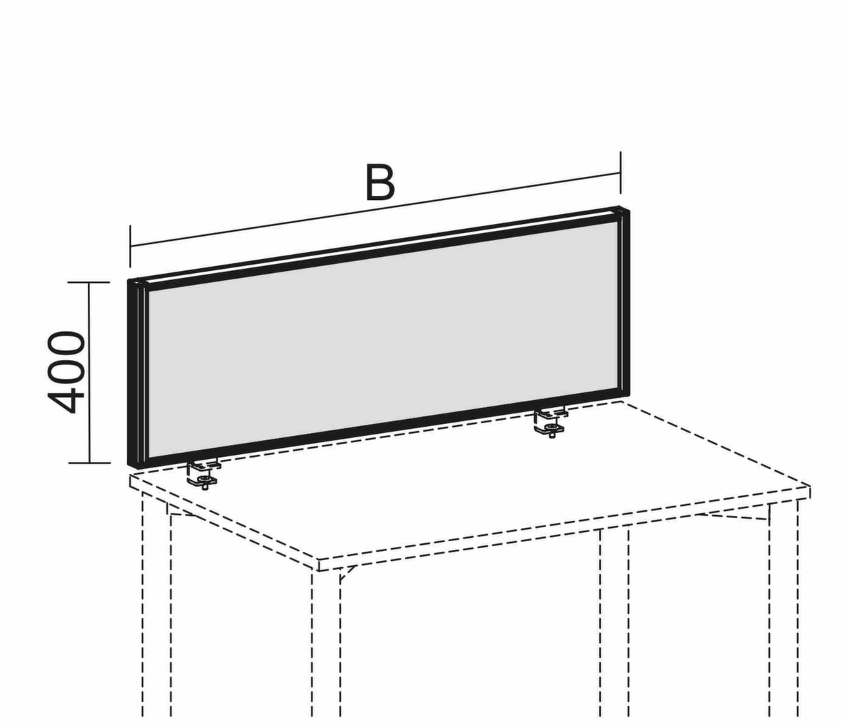 Gera Cloison de table insonorisante Pro, hauteur x largeur 400 x 1800 mm, paroi rouge  ZOOM