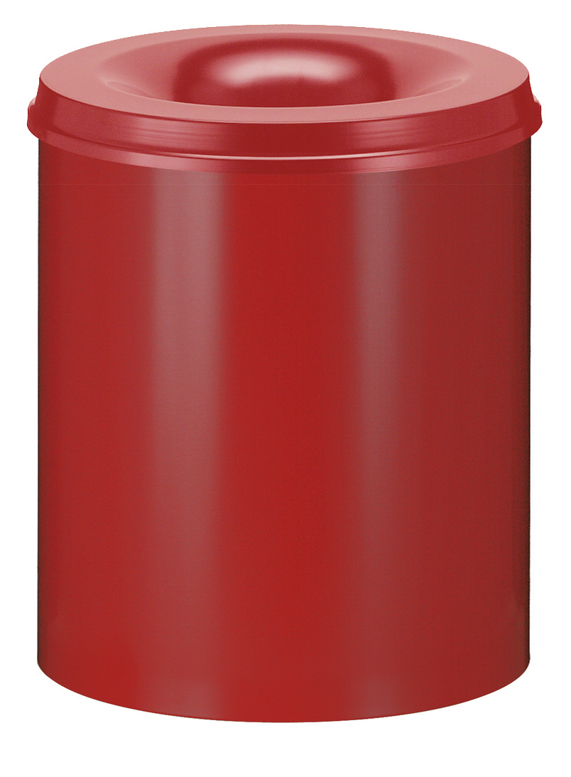 Corbeille à papier autoextinguible en acier, 80 l, rouge, partie supérieure rouge  ZOOM