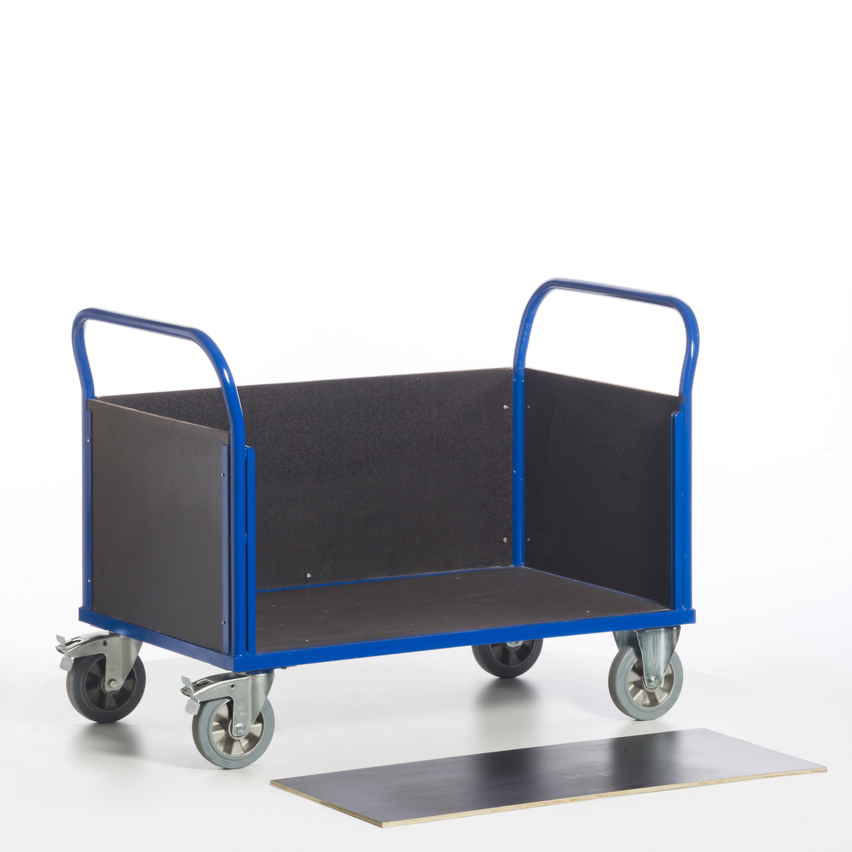 Rollcart Chariot quatre ridelles avec plateau antidérapant, force 1200 kg, plateau longueur x largeur 1600 x 770 mm  ZOOM