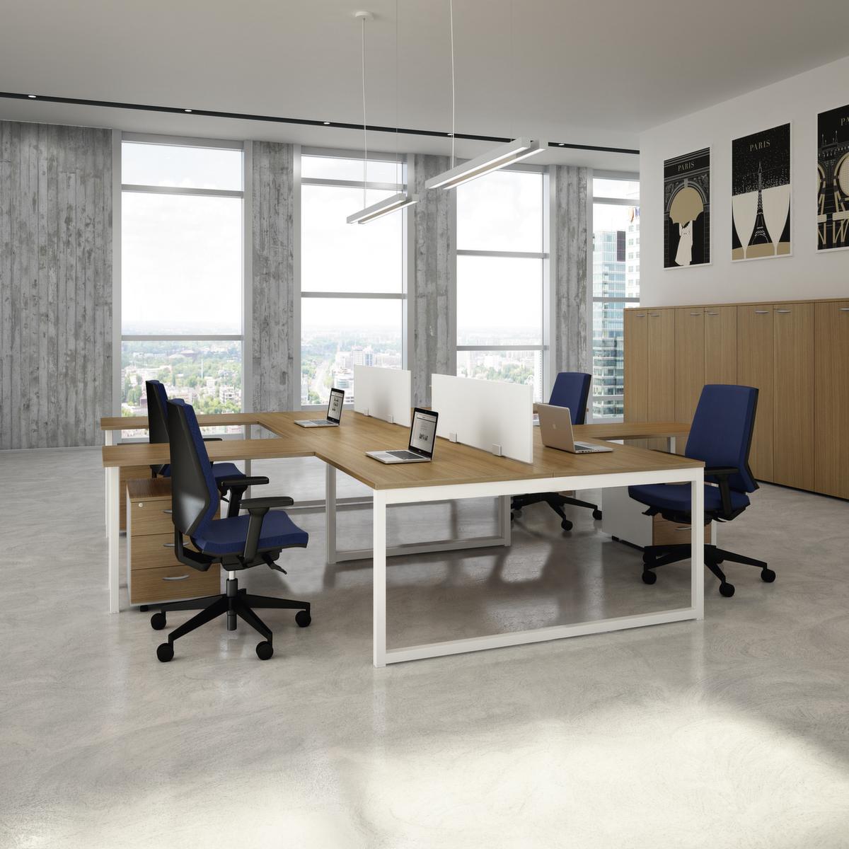 Quadrifoglio Table de rallonge Practika pour bureau avec piètement en C, largeur x profondeur 1000 x 600 mm, plaque chêne  ZOOM