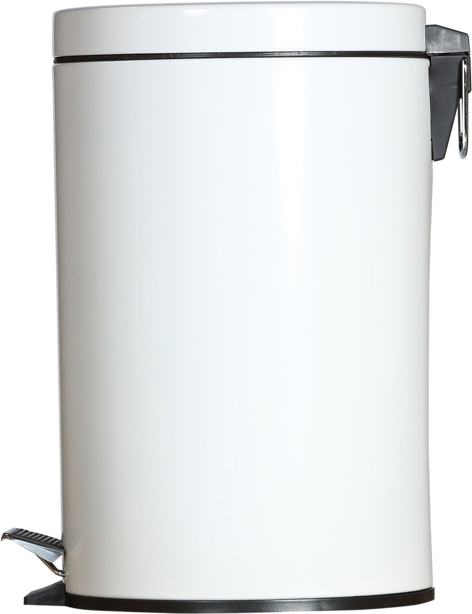 Poubelle à pédale ronde avec seau intérieur, 12 l, blanc  ZOOM