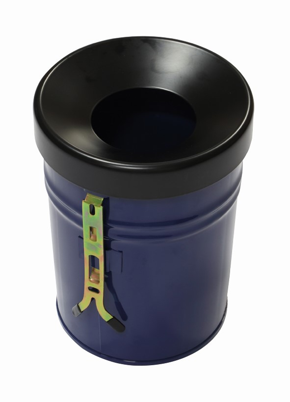 Poubelle antifeu FIRE EX pour fixation murale, 30 l, bleu, partie supérieure noir  ZOOM