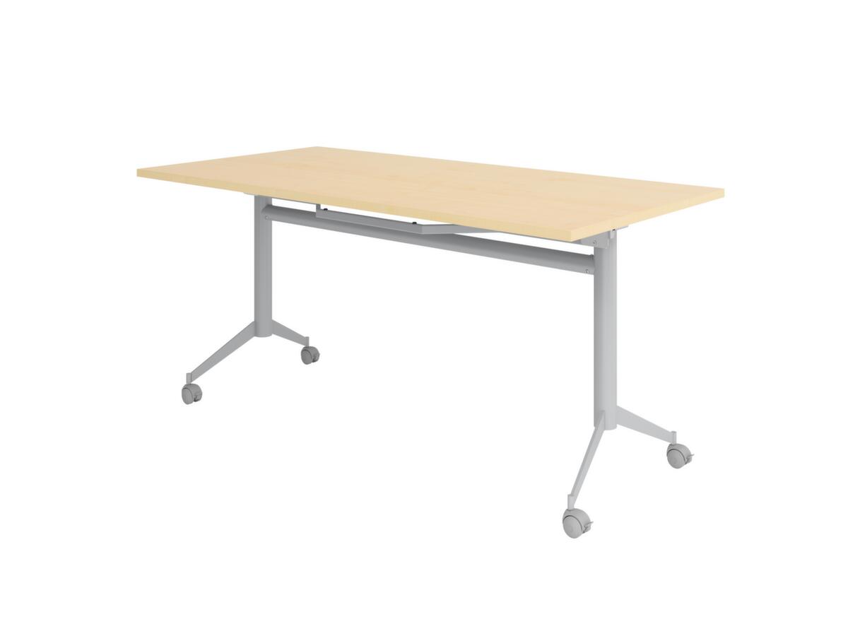 Table pliante roulante, hauteur x largeur x profondeur 750 x 1600 x 800 mm, panneau érable  ZOOM