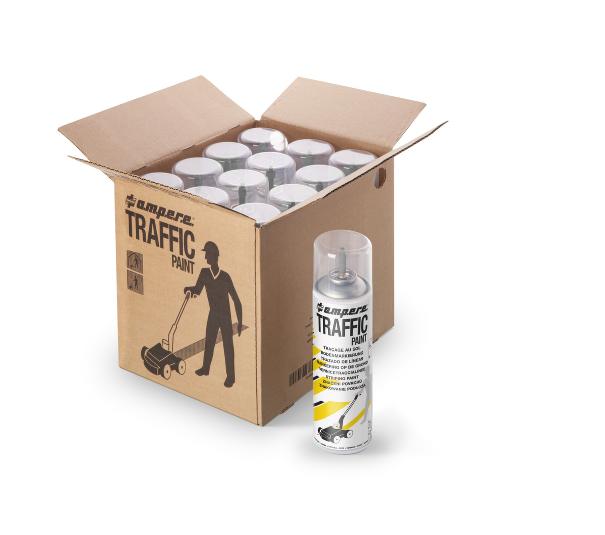 a.m.p.e.r.e. Kit de marquage au sol TRAFFIC PAINT® avec 12 bombes de peinture, gris  ZOOM