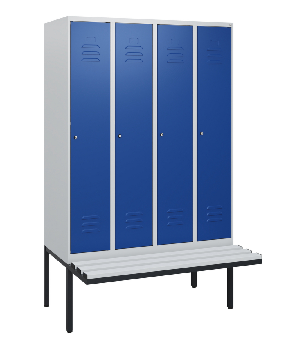 C+P Armoire vestiaire Classic Plus avec banc, largeur de compartiment 300 mm