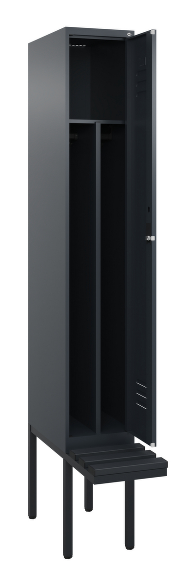 C+P Armoire vestiaire avec banc Classic Plus pour une séparation en noir et blanc, largeur de compartiment 300 mm  ZOOM