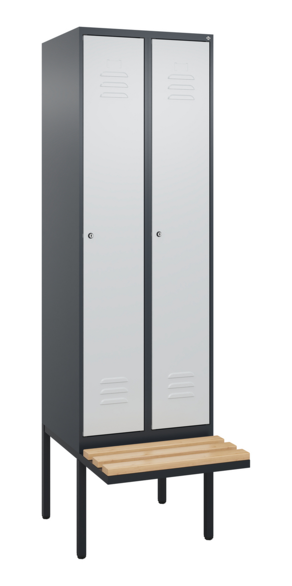 C+P Armoire vestiaire Classic Plus avec banc, largeur de compartiment 300 mm