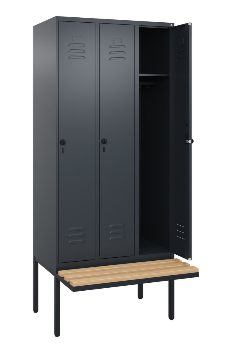 C+P Armoire vestiaire Classic Plus avec banc, largeur de compartiment 300 mm  ZOOM