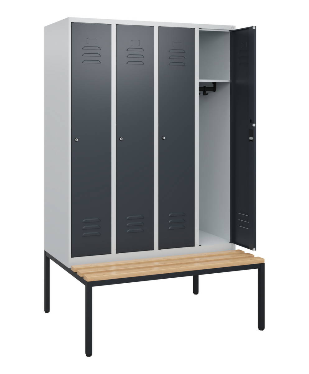 C+P Armoire vestiaire Classic Plus avec banc, largeur de compartiment 300 mm  ZOOM