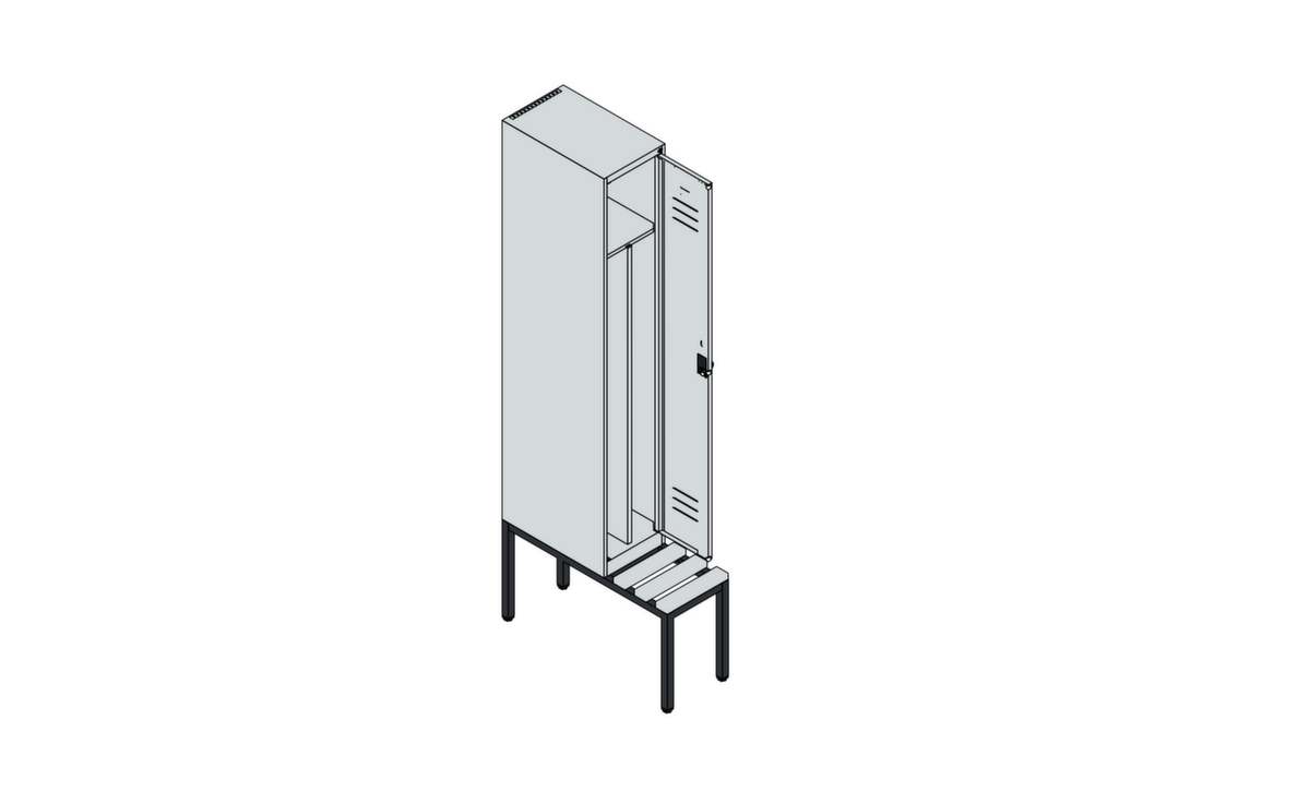 C+P Armoire vestiaire avec banc Classic Plus pour une séparation en noir et blanc, largeur de compartiment 300 mm  ZOOM