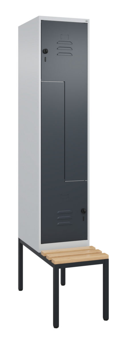 C+P Armoire vestiaire Z Classic Plus avec banc intégré, largeur de compartiment 400 mm