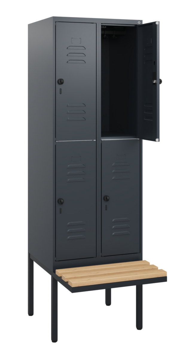 C+P Armoire vestiaire à deux niveaux Classic Plus avec banc, largeur de compartiment 300 mm  ZOOM