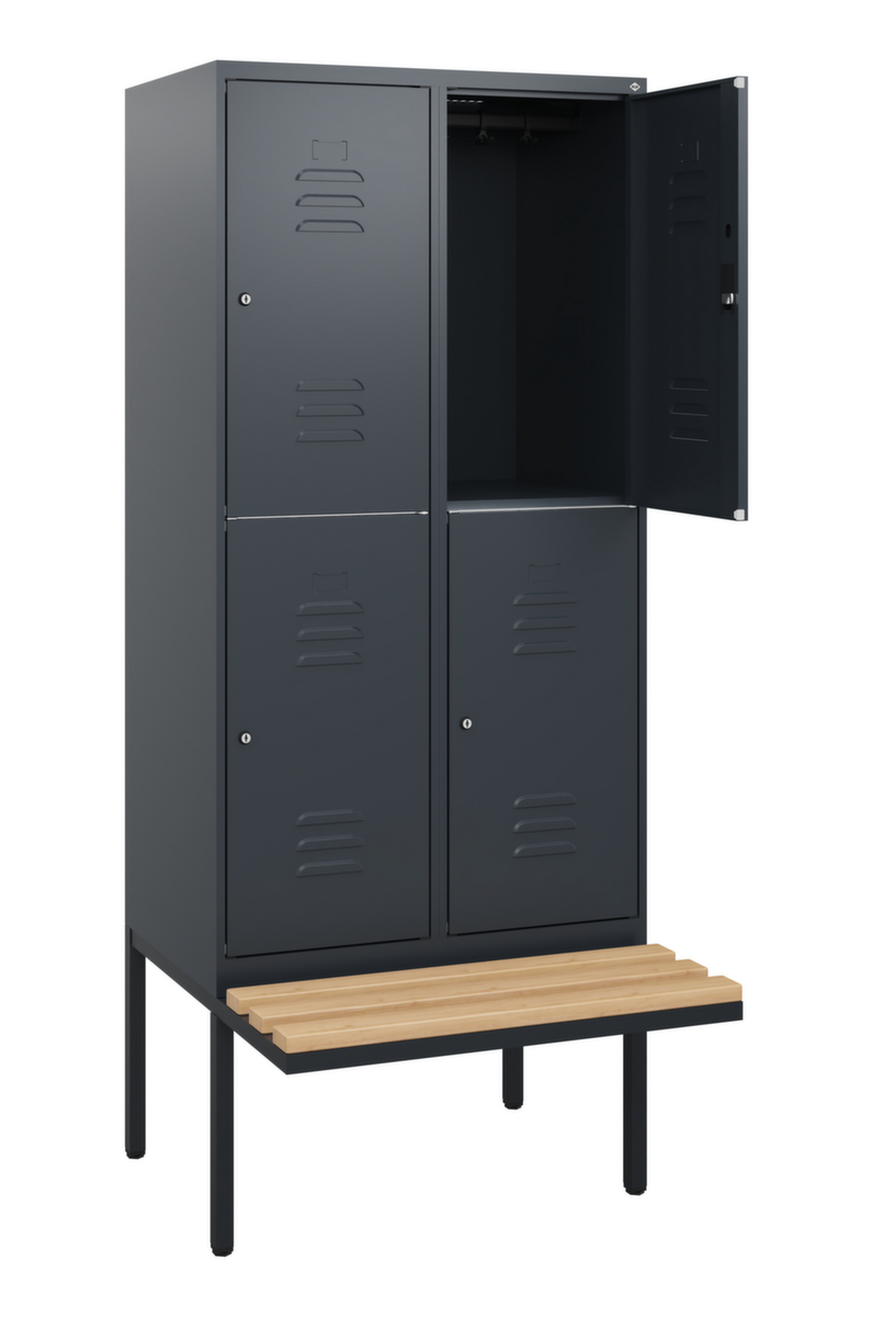 C+P Armoire vestiaire à deux niveaux Classic Plus avec banc, largeur de compartiment 400 mm  ZOOM