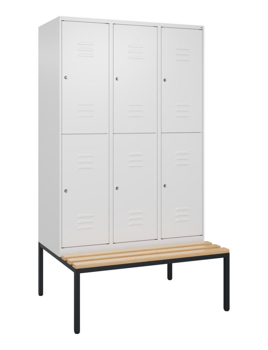 C+P Armoire vestiaire à deux niveaux Classic Plus avec banc, largeur de compartiment 400 mm