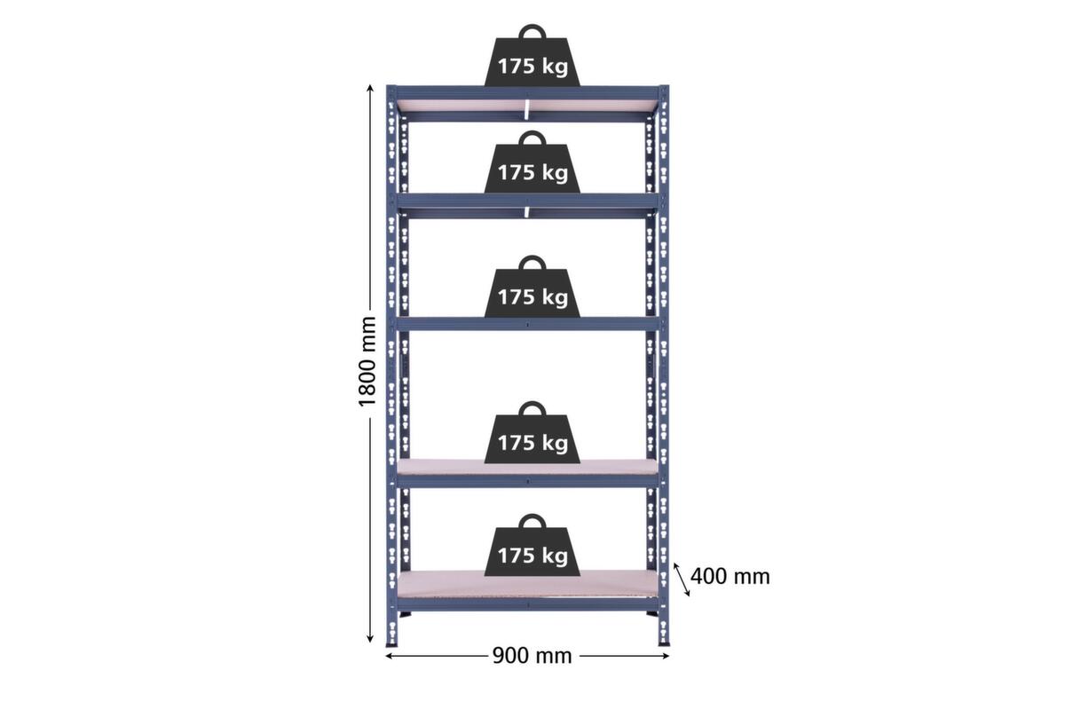 UDOBÄR Rayonnages pour fortes charges, hauteur x largeur x profondeur 1800 x 900 x 400 mm, 5 tablettes  ZOOM