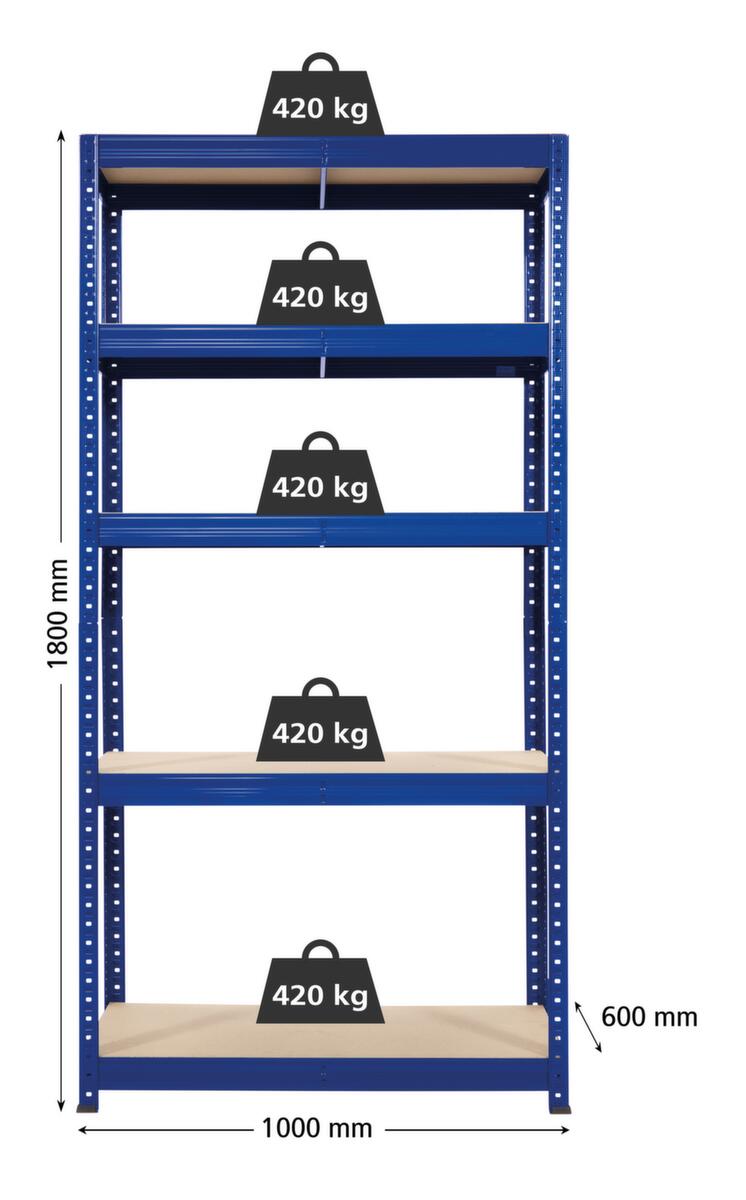 UDOBÄR Rayonnages pour fortes charges, hauteur x largeur x profondeur 1800 x 1000 x 600 mm, 5 tablettes  ZOOM