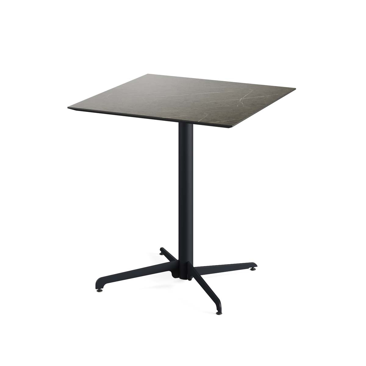 VEBA Table de bistro Essentials X Cross, largeur x profondeur 700 x 700 mm, panneau Midnight Marble  ZOOM