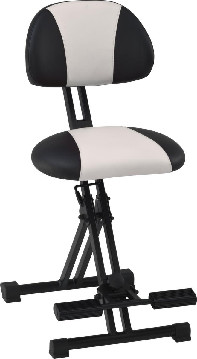 meychair Siège assis-debout rabattable Futura Light AF-SR avec dossier, hauteur d’assise 550 - 770 mm, assise noir/blanc  ZOOM